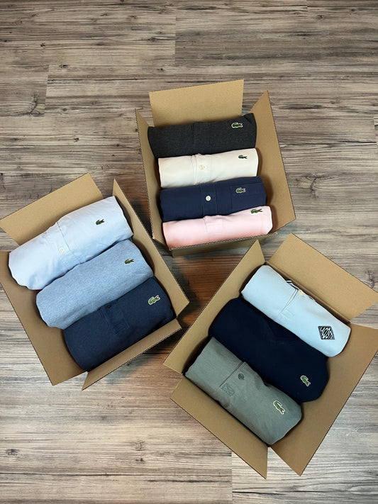 Mystery Box M: 3–4 Lacoste items – e.g., knitted sweaters, hoodies, polo shirts, and more